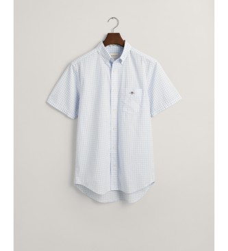 Gant Regular fit short sleeve shirt in light blue gingham poplin