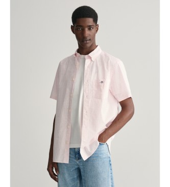 Gant Regular Fit Short Sleeve Shirt in Pink Poplin Gingham