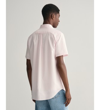 Gant Regular Fit Short Sleeve Shirt in Pink Poplin Gingham