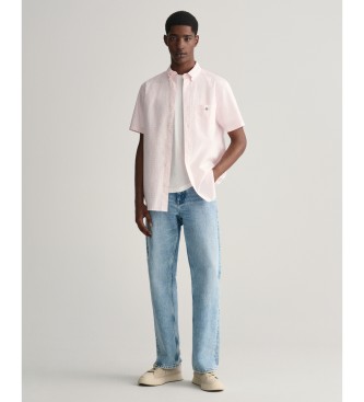 Gant Regular Fit Short Sleeve Shirt in Pink Poplin Gingham