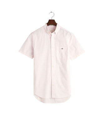 Gant Regular Fit Short Sleeve Shirt in Pink Poplin Gingham