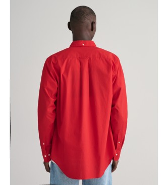 Gant Camisa de popelina de corte regular vermelha