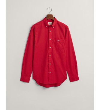 Gant Camisa de popelina de corte regular vermelha