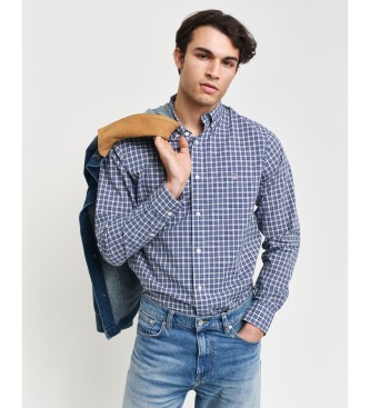 Gant Kleines blau kariertes Popelinehemd Regular Fit