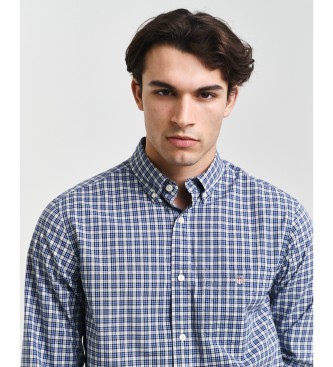 Gant Kleines blau kariertes Popelinehemd Regular Fit