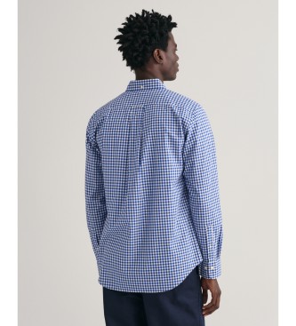 Gant Camisa em popeline xadrez azul Vichy de corte regular