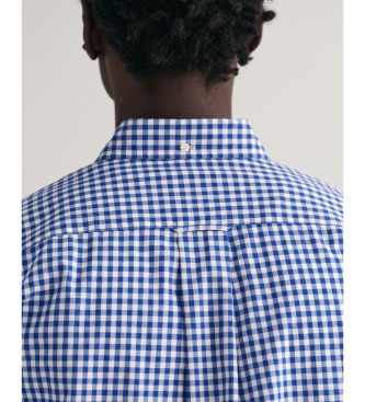 Gant Camisa em popeline xadrez azul Vichy de corte regular