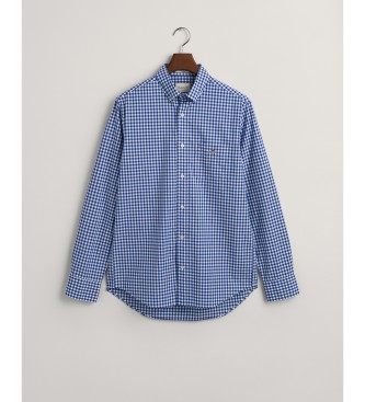 Gant Camisa Regular Fit de popelina a cuadros Vichy azul