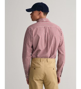 Gant Regular Fit-skjorte i rød Vichy-rudet poplin