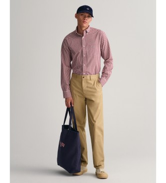 Gant Regular Fit-skjorte i rød Vichy-rudet poplin