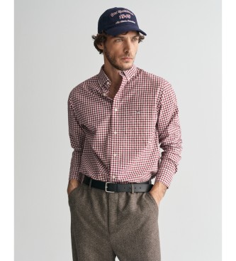 Gant Camisa Regular Fit de popelina a cuadros Vichy burdeos