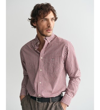 Gant Camisa Regular Fit de popelina a cuadros Vichy burdeos