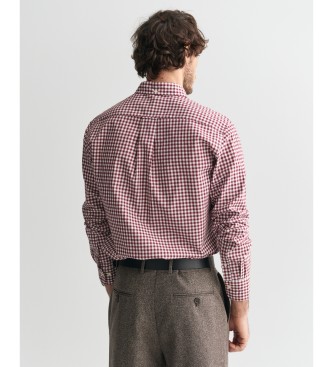 Gant Camisa Regular Fit de popelina a cuadros Vichy burdeos