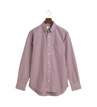 Gant Camisa de popelina s riscas borgonha de corte regular