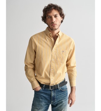 Gant Camisa Regular Fit de popelina a rayas amarillo