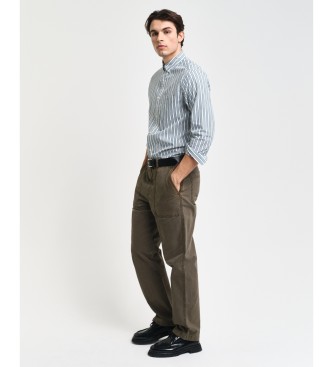 Gant Grn gestreiftes Popeline-Hemd Regular Fit