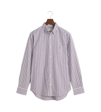 Gant Camisa de popelina s riscas cor de vinho de corte regular