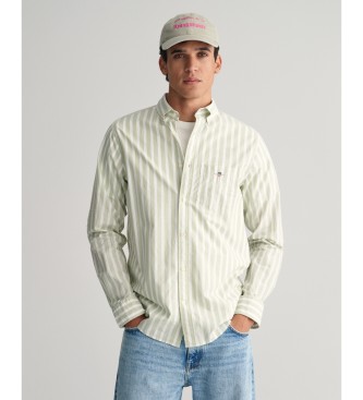 Gant Camisa Regular Fit de popelina a rayas verde