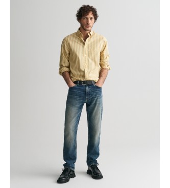 Gant Camisa Regular Fit de popelina a rayas Archive amarillo