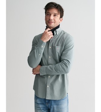 Gant Camisa de popelina de corte regular com microimpresso em xadrez verde Vichy