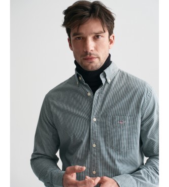 Gant Camisa Regular Fit de popelina con microestampado de cuadros Vichy verde