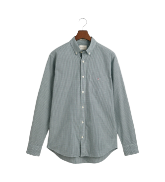 Gant Camisa de popelina de corte regular com microimpresso em xadrez verde Vichy