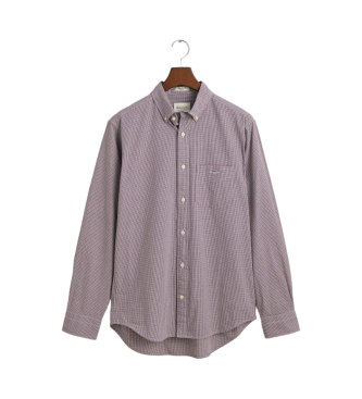 Gant Camisa Regular Fit de popelina con microestampado de cuadros Vichy granate