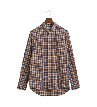 Gant Chemise  carreaux en serg lger, coupe rgulire, coupe rgulire, marron