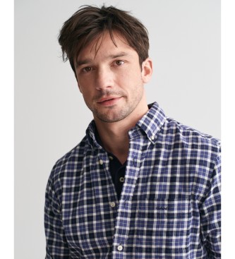 Gant Camisa de sarja leve de ajuste regular com xadrez de ajuste regular azul-marinho