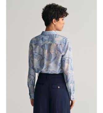 Gant Overhemd Magnolia print blauw Regular Fit