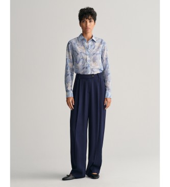 Gant Camicia blu con stampa magnolia dalla vestibilit regolare