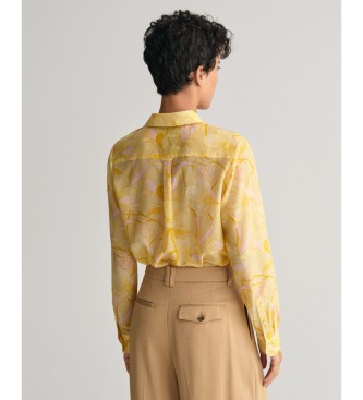 Gant Camicia gialla con stampa magnolia dalla vestibilit regolare