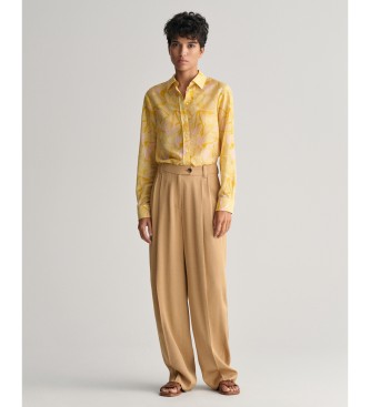 Gant Camicia gialla con stampa magnolia dalla vestibilit regolare