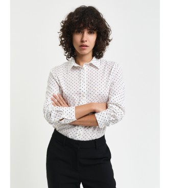 Gant Regular Fit Cotton Gauze Polka Dot Printed Shirt White