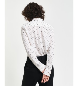 Gant Regular Fit Katoenen Gaas Polka Dot Bedrukt Overhemd Wit