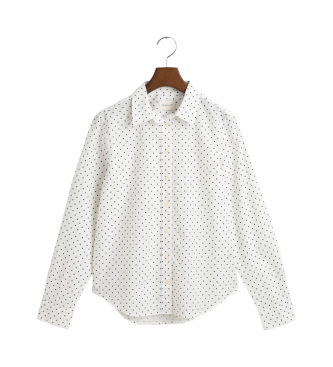 Gant Regular Fit Bomullsgas Polka Dot Tryckt Skjorta Vit