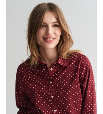 Gant Maroon Polka Dotted Cotton Gauze Regular Fit Shirt