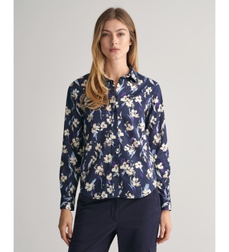 Gant Camisa Regular Fit en gasa de algodn con estampado floral marino