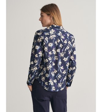 Gant Regular Fit shirt in cotton chiffon with navy floral print