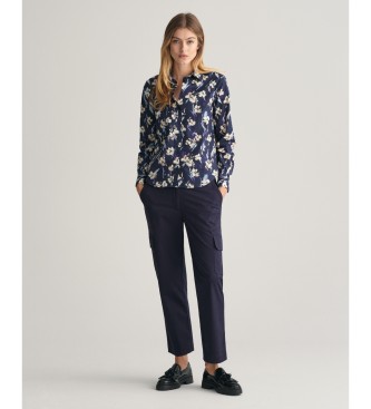 Gant Camisa de ajuste regular em chiffon de algodo com estampado floral azul-marinho