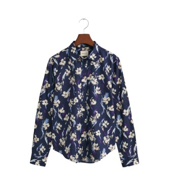 Gant Chemise  coupe rgulire en mousseline de coton  imprim floral marine