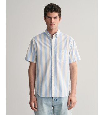 Gant Camisa Regular Fit Parasol de manga corta de popelina a rayas azul, blanco