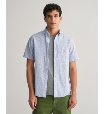 Gant Overhemd Regular Fit Seersucker Sunset blauw