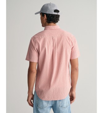 Gant Camisa Regular Fit Seersucker Sunset cor-de-rosa