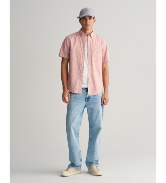 Gant Camisa Regular Fit Seersucker Sunset cor-de-rosa