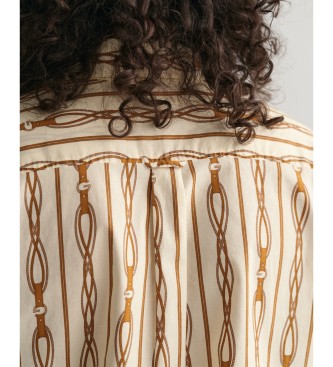 Gant Chemise  coupe dcontracte en gaze de coton avec rayures Rope en lin blanc