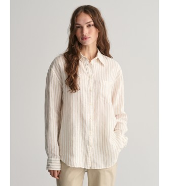 Gant Relaxed Fit linnen overhemd met beige strepen
