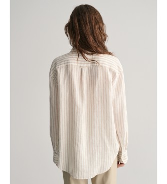 Gant Relaxed Fit linnen overhemd met beige strepen