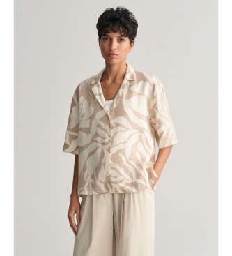 Gant Chemise beige  coupe dcontracte et imprim palmier