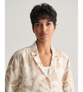 Gant Chemise beige  coupe dcontracte et imprim palmier